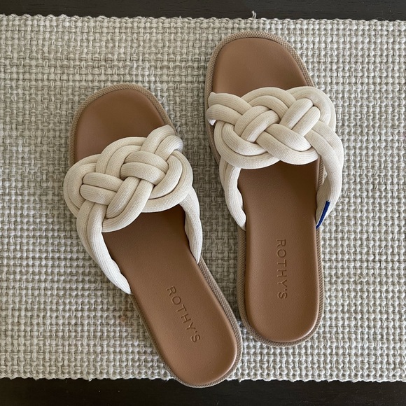 Rothy's Shoes - Rothy's Cream and Tan Knotted Sandals